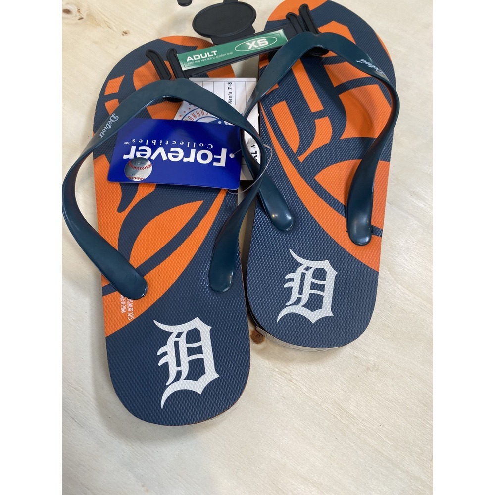 Detroit Tigers MLB Baseball Flip Flops‎ Blue Orange New Extra Small Womens 5-6 - Picture 3 of 5